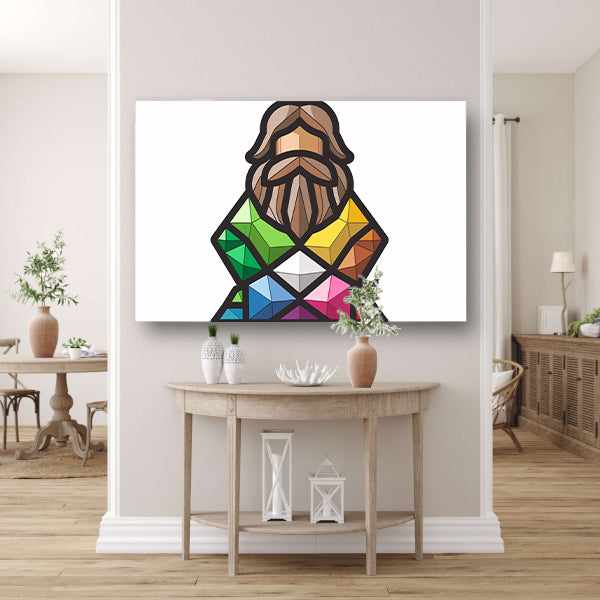 Geometrisch abstract portret met kleurrijke diamanten acrylglas