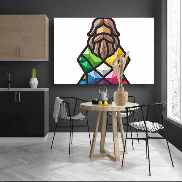 Geometrisch abstract portret met kleurrijke diamanten acrylglas