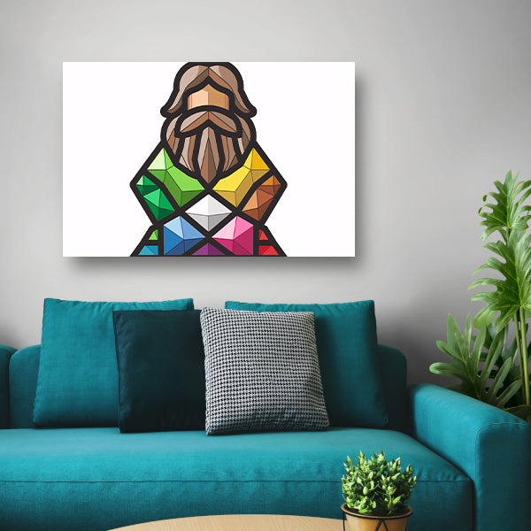 Geometrisch abstract portret met kleurrijke diamanten acrylglas