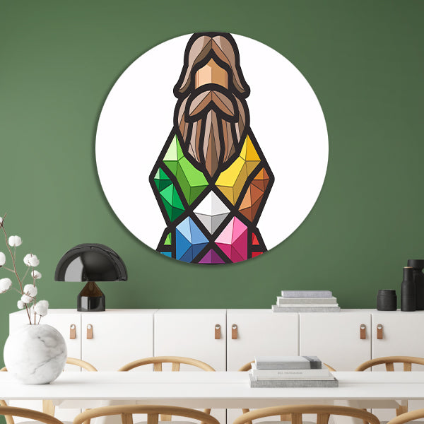 Geometrisch abstract portret met kleurrijke diamanten forex muurcirkel