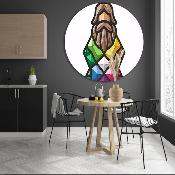 Geometrisch abstract portret met kleurrijke diamanten forex muurcirkel