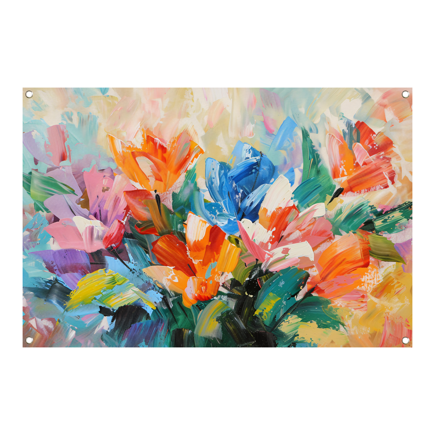 Levendige Abstracte Impressionistische Bloemenschilderij tuinposter