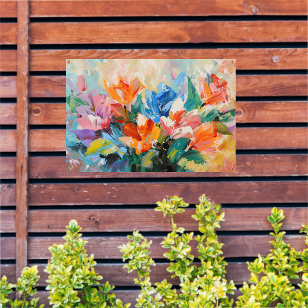 Levendige Abstracte Impressionistische Bloemenschilderij tuinposter