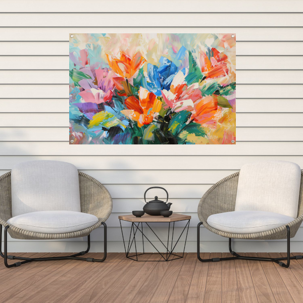 Levendige Abstracte Impressionistische Bloemenschilderij tuinposter