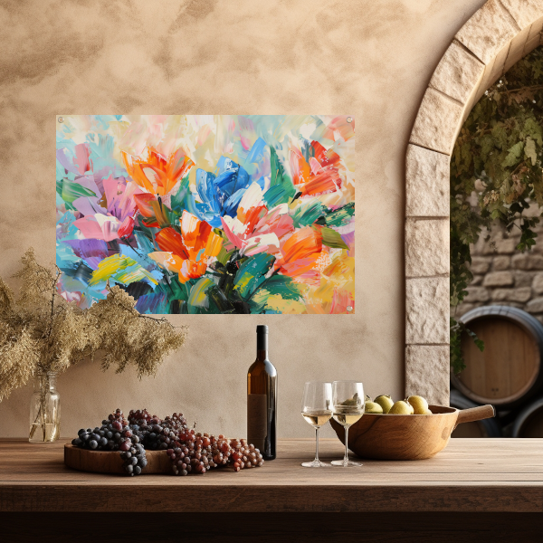 Levendige Abstracte Impressionistische Bloemenschilderij tuinposter