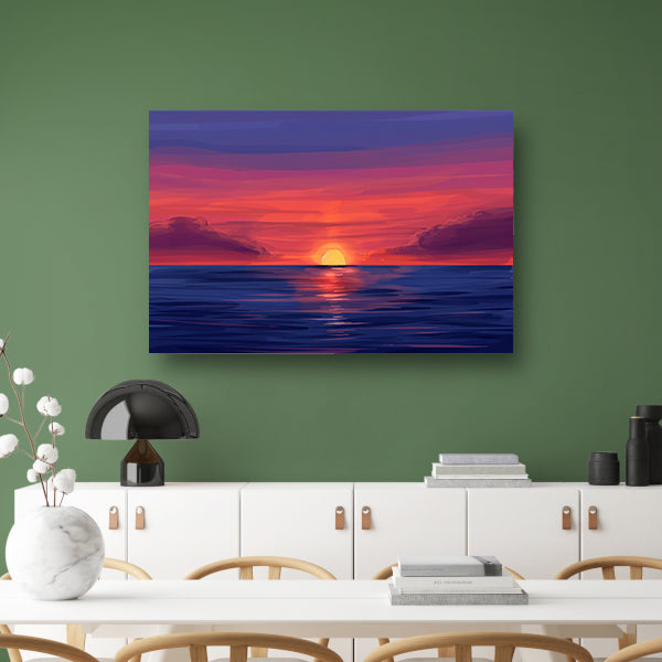 Adembenemende zonsondergang over kalme zee poster