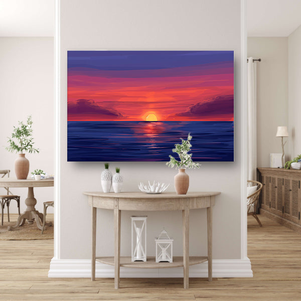 Adembenemende zonsondergang over kalme zee poster