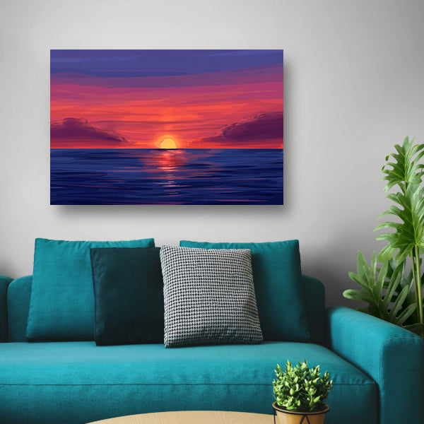 Adembenemende zonsondergang over kalme zee poster