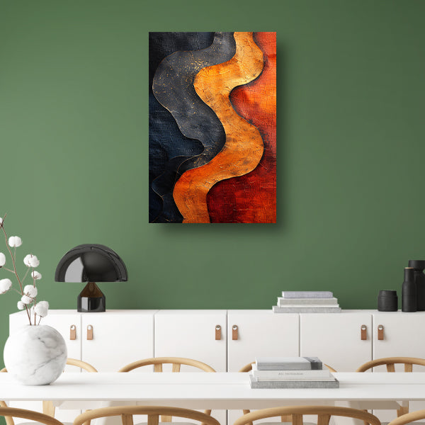 Abstract met gouden verf canvas met baklijst