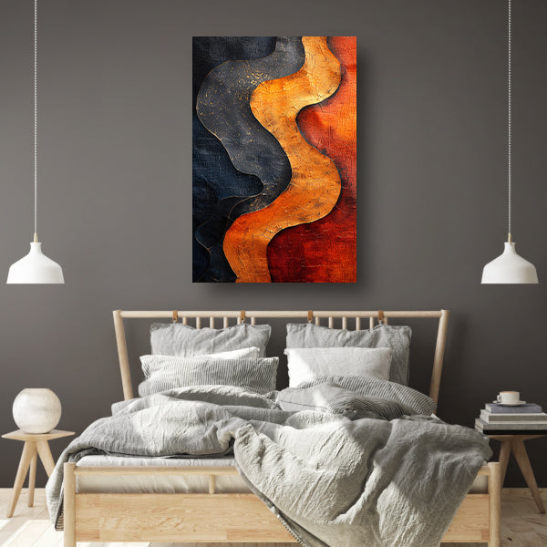 Abstract met gouden verf canvas met baklijst