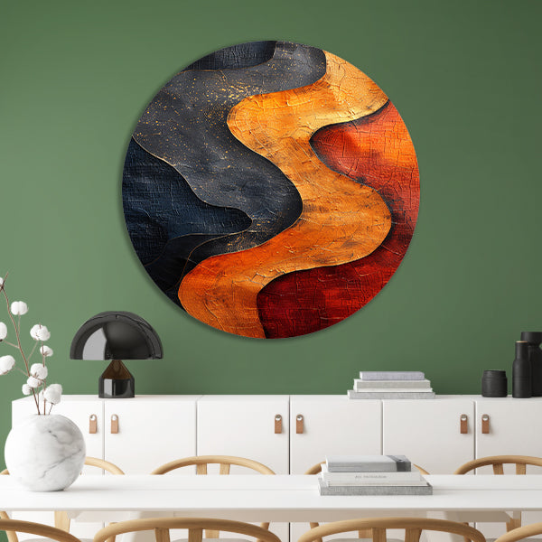 Abstract met gouden verf aluminium muurcirkel