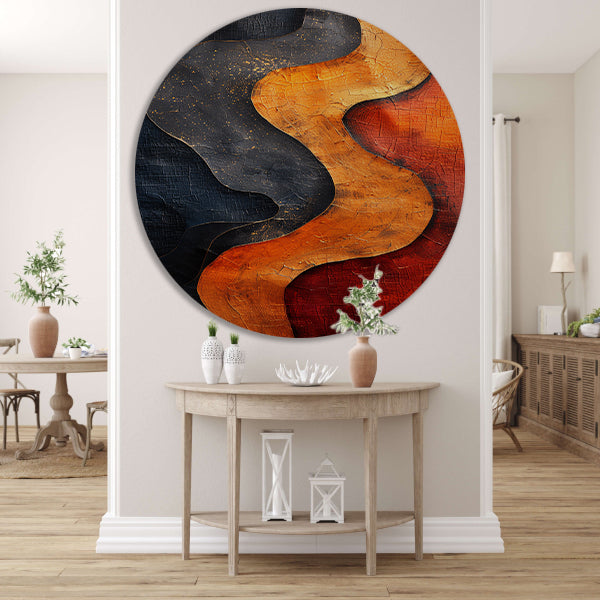 Abstract met gouden verf aluminium muurcirkel