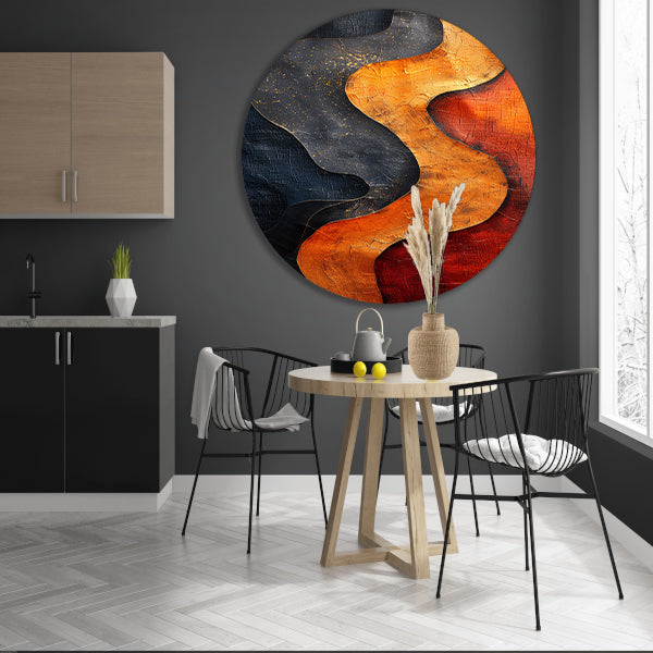 Abstract met gouden verf aluminium muurcirkel