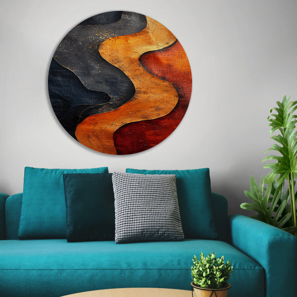 Abstract met gouden verf aluminium muurcirkel