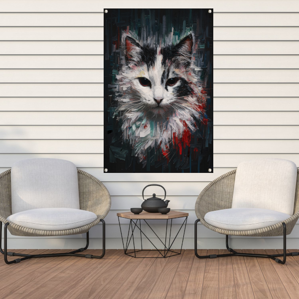 Blik van een Abstracte Kat in Kleur tuinposter
