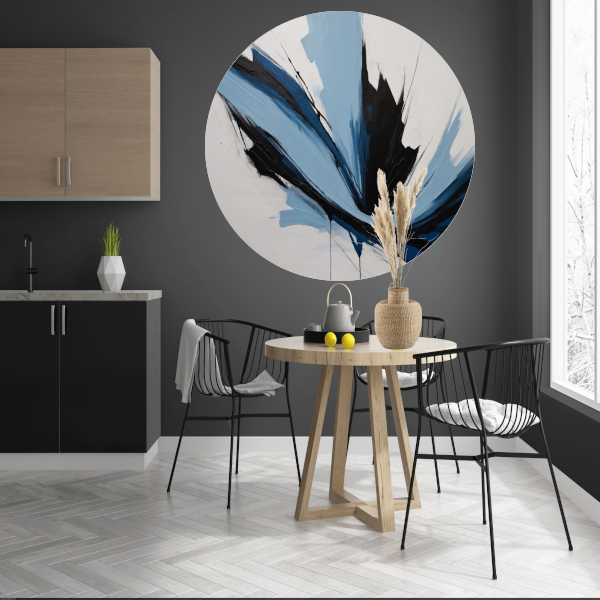 Dynamische Abstractie in Zwart, Wit en Blauw forex muurcirkel