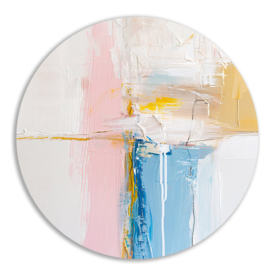 Abstract kunstwerk met pastelkleuren en textuur aluminium muurcirkel