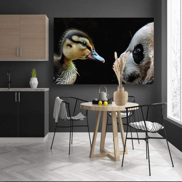 Panda en Eend Tête-à-Tête canvas