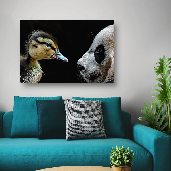 Panda en Eend Tête-à-Tête canvas