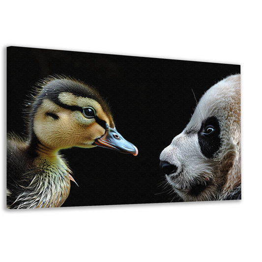 Panda en Eend Tête-à-Tête canvas