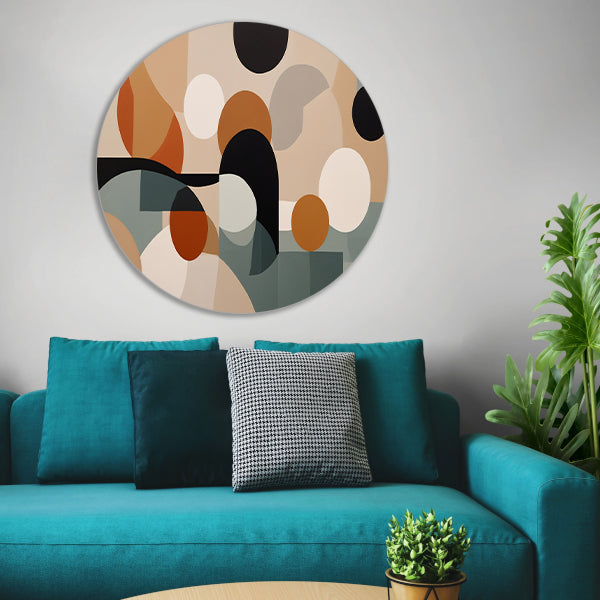 Abstract Japandi schilderij met cirkels en lijnen forex muurcirkel