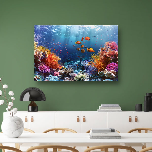 Levendig koraalrif vol kleurrijke vissen canvas
