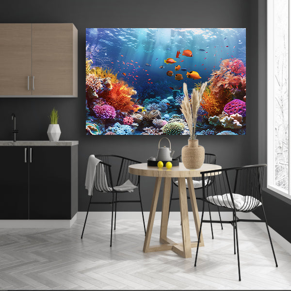 Levendig koraalrif vol kleurrijke vissen canvas