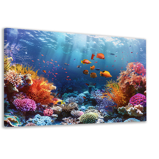 Levendig koraalrif vol kleurrijke vissen canvas