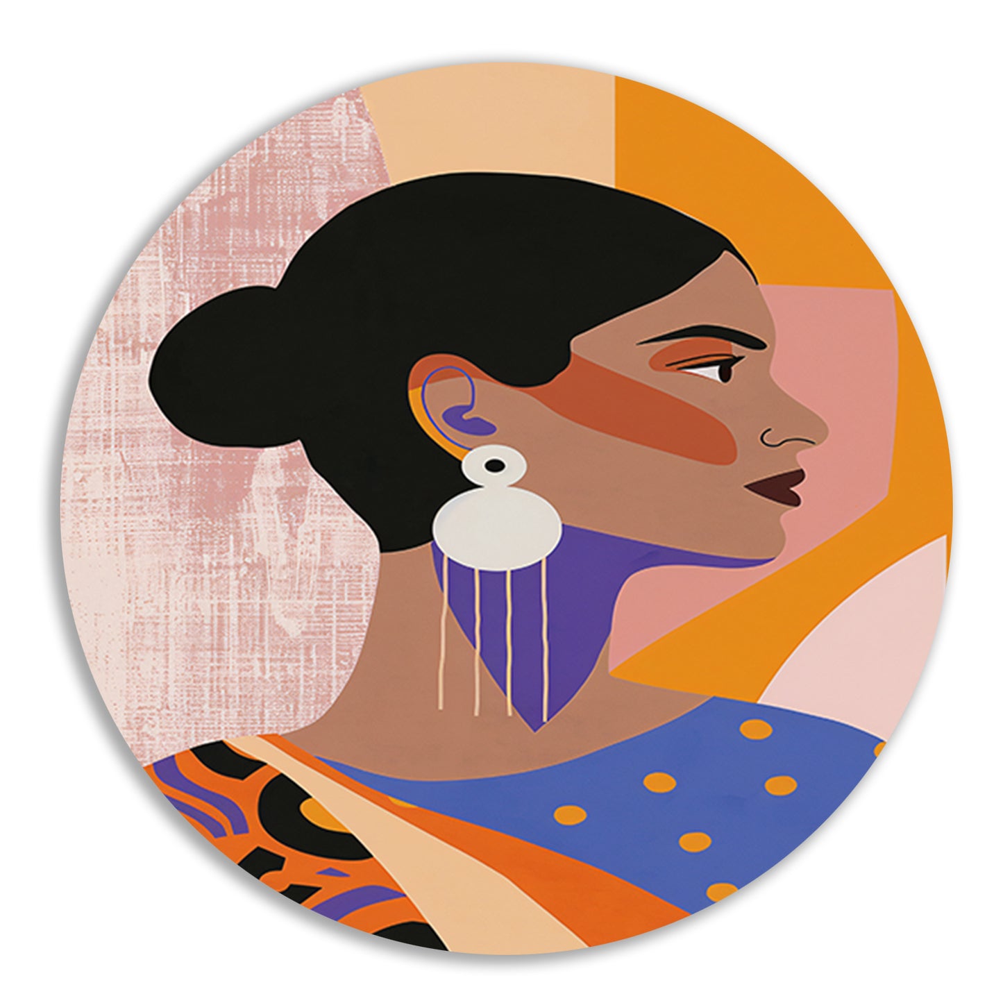 Elegante Indische Vrouw in Traditionele Kledij aluminium muurcirkel