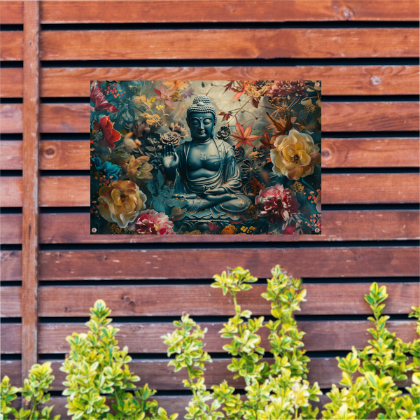 Mediterende Boeddha in Lotus tuinposter