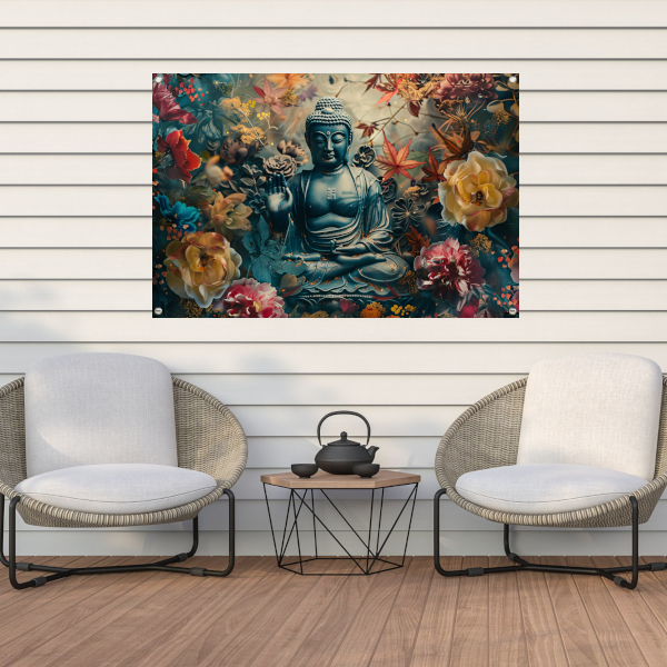 Mediterende Boeddha in Lotus tuinposter