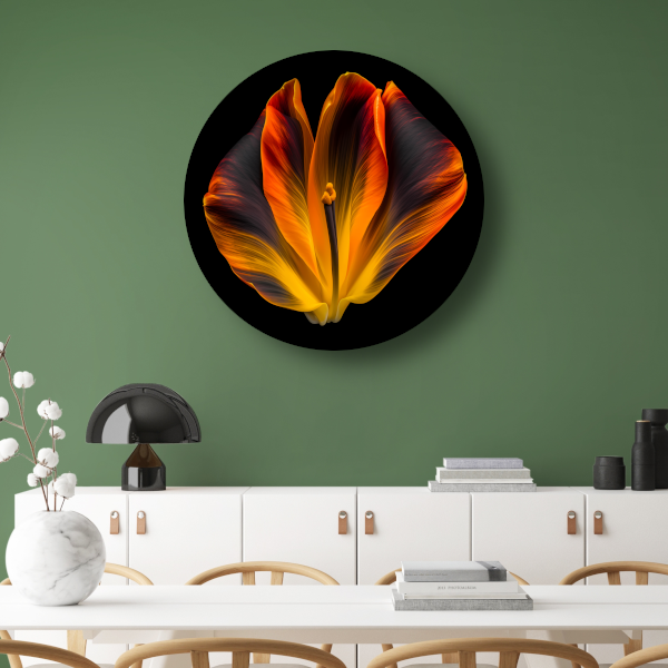 Close-up van een tulp in bloei aluminium muurcirkel