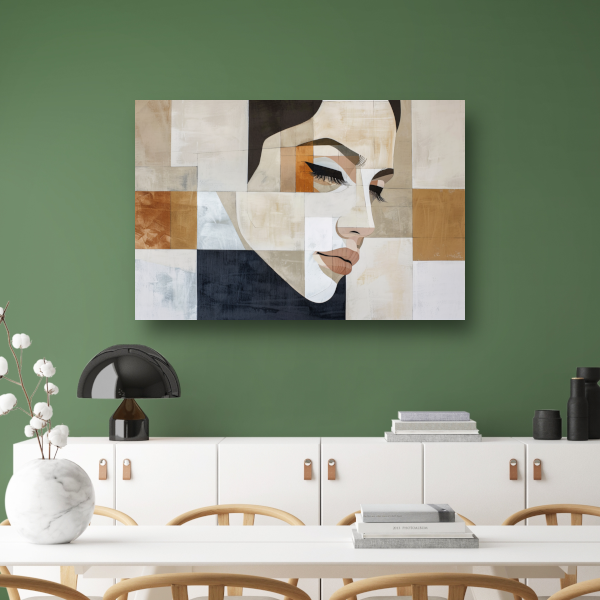 Geometrisch Abstract Portret in Monochrome Tinten canvas