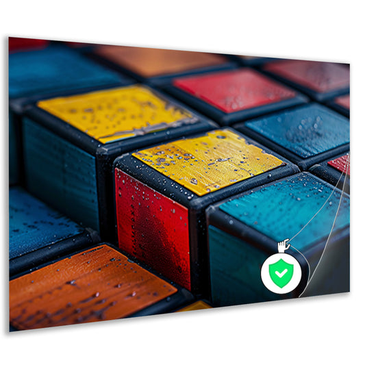 Kubus compositie in primaire kleuren poster