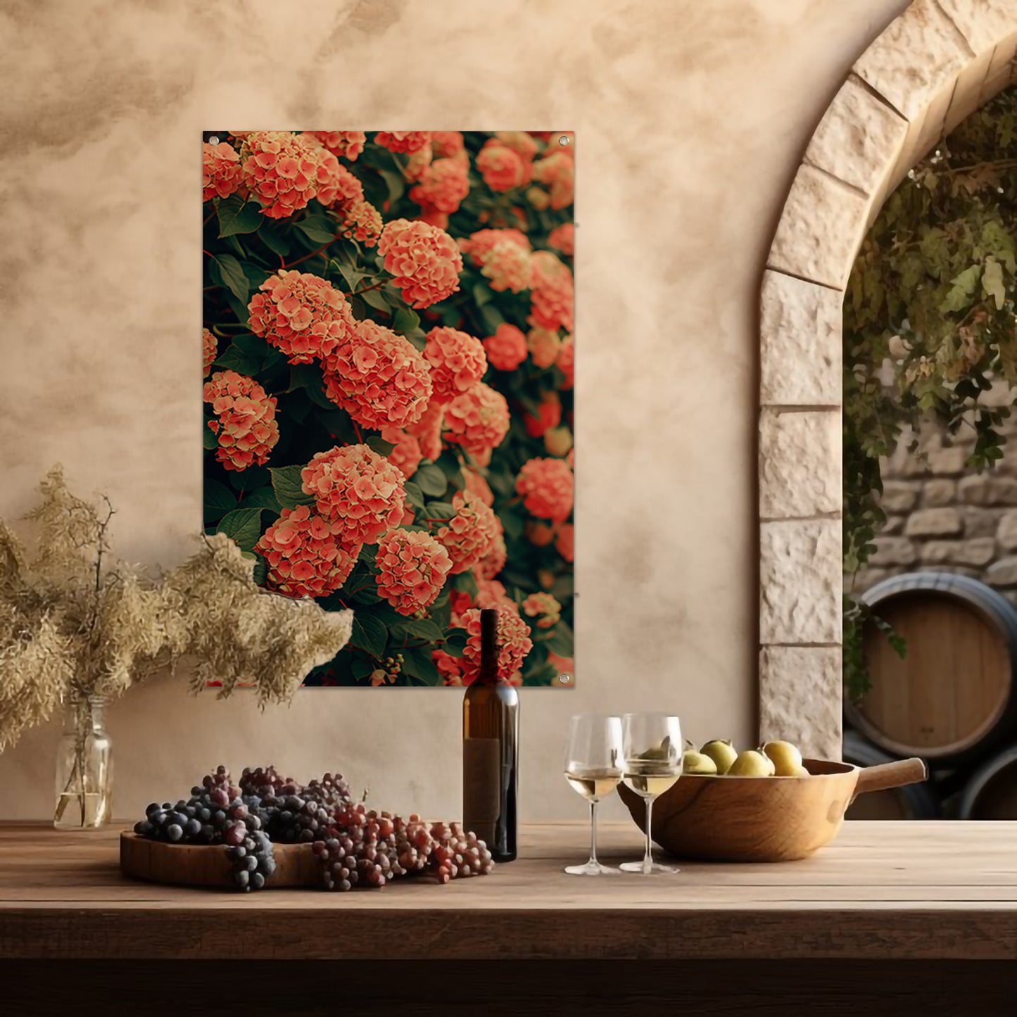 Bloeiende Roze Hortensia in Volle Glorie tuinposter