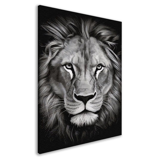 De Monochrome Blik van de Majestueuze Leeuw canvas