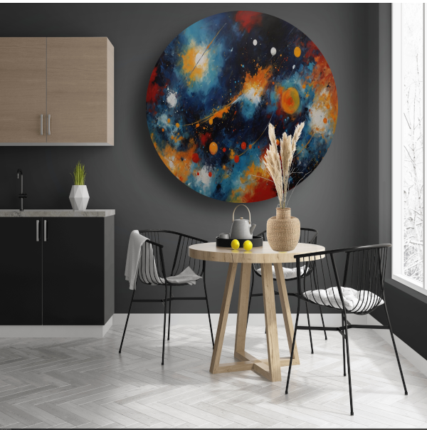 Dans der Kleuren in Kosmisch Licht aluminium muurcirkel