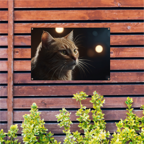 De stille majesteit van een kat bij avondlicht tuinposter