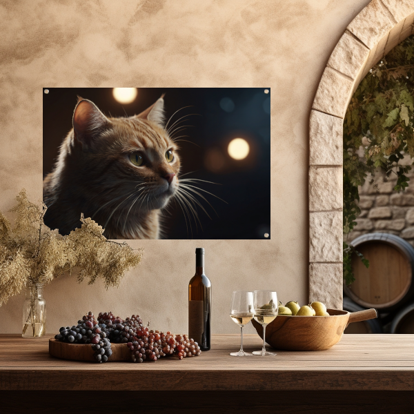 De stille majesteit van een kat bij avondlicht tuinposter