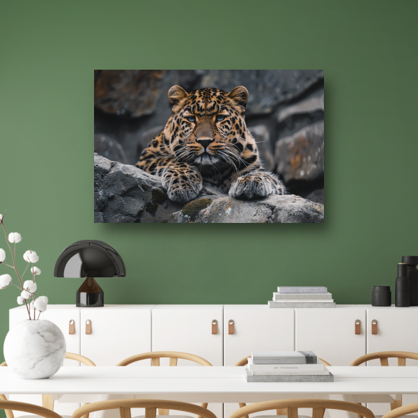 De waakzame blik van een luipaard canvas