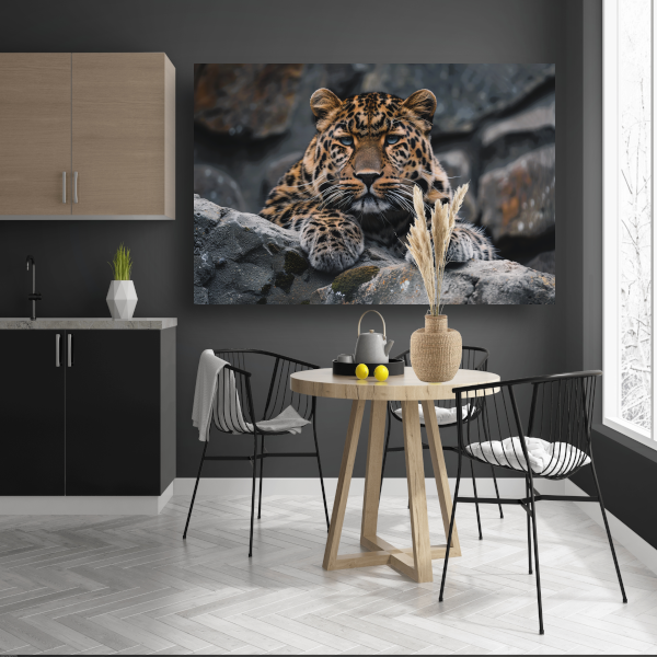 De waakzame blik van een luipaard canvas
