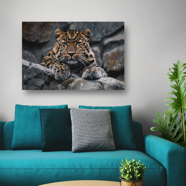 De waakzame blik van een luipaard canvas