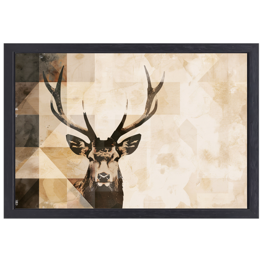 Abstract Hert in Sepia Geometrische Kunst canvas met baklijst