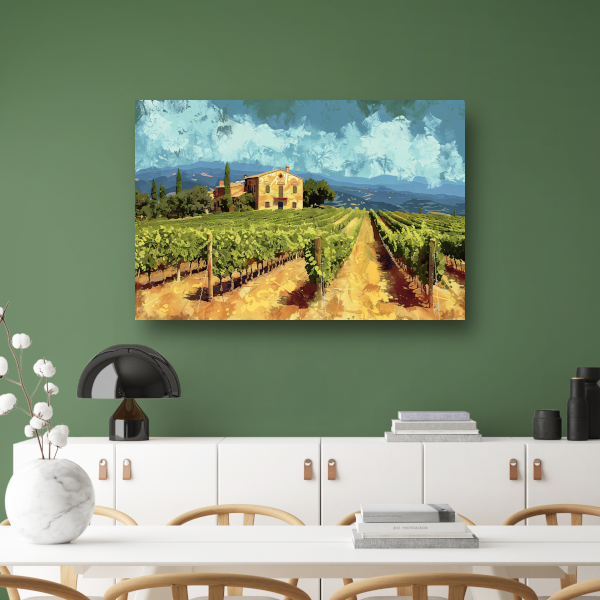 Zonovergoten Italiaanse Wijngaard met Huis canvas
