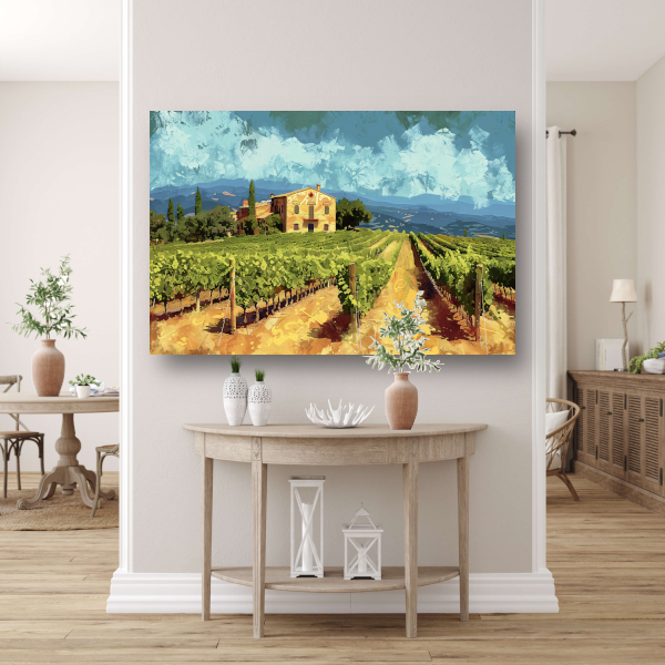 Zonovergoten Italiaanse Wijngaard met Huis canvas