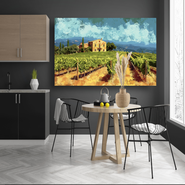 Zonovergoten Italiaanse Wijngaard met Huis canvas