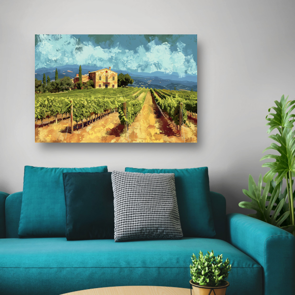 Zonovergoten Italiaanse Wijngaard met Huis canvas