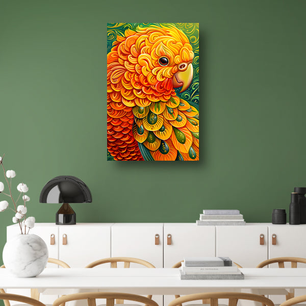 Kleurrijke abstracte papegaai kunstwerk canvas met baklijst