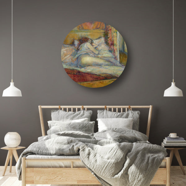 Het bed - Henri de Toulouse-Lautrec aluminium muurcirkel