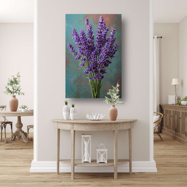 Paarse Lavendelbloemen in Vaas canvas